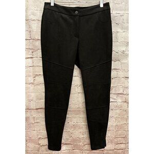 Laundry by Shelli Segal Pants M Black Faux Suede Moto Zip Ankle Skinny Stretch